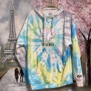 Samii Ryan BSR Revolve Tie Dye "LET US BE US" Sweatshirt Pastel Blue Yellow XL